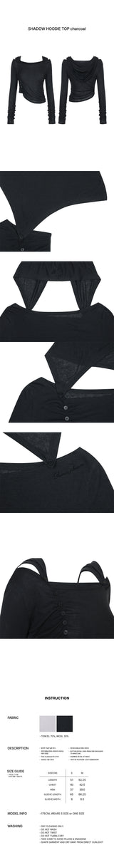 SHADOW HOODIE TOP charcoal
