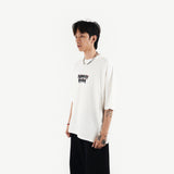 HIERARCHY STUDIOS TMTNW - ホワイトバーンアウトワイドオーバーサイズTシャツ
