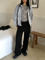 Newer shirring string nylon windbreaker jacket