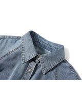 Mia Belted Gold Raglan Shirt Light Blue Denim