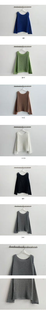 Urban see-through boat neck long-sleeved knitwear
