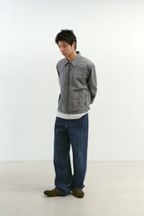 ルーズストレートバイカーデニムパンツ (Washed Navy)