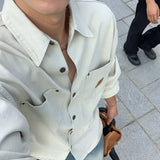 OVER FIT POCKET PATCH WORK SHIRT