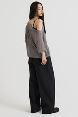 ニットワンショルダーTシャツ, Charcoal
