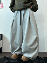 PARACHUTE TWO PINTUCK BALLOON LONG WIDE PANTS 🖤🩶💜🤎🩷5COLOR