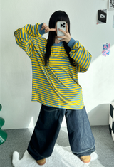 LAYERED BANDING DENIM PANTS🖤💙 - 2 COLORS