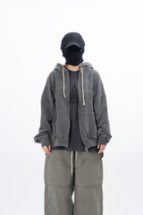 Olide Pigment Dyed Embroidery Hooded Zip-Up