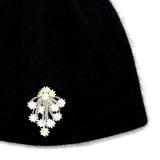Drop Bead Angora Short Beanie [Black]