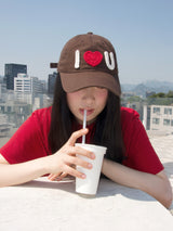 I ♡ U Crochet Cap-Brown