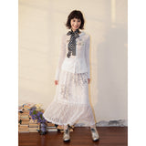 Long mesh sun-protective cardigan jacket