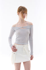  UNBALANCE CAGO SKIRT PANTS / WHITE