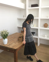 リーメンドットシアーフリルレイヤードドレス
