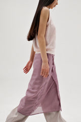 Linen oval neck knit, Pink