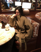 [ORIGINAL] Center Waist-Tie Wool Short Coat