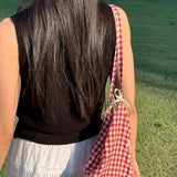 hacey checked ribbon shoulder bag [red]