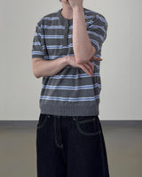 Diron Striped Henley Knit