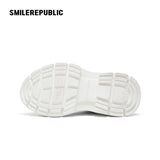 Navy Blue Smile Toe Canvas Chunky Platform High Top Lace Up Sneakers