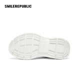 Khaki Canvas Smile Toe Chunky Platform Sneakers, Unisex High Top Lace Up Shoes