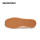 Light Pink Bow Detail Low Top German Trainer Sneakers with Square Toe