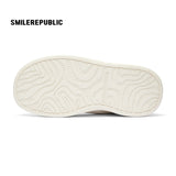 White Cartoon Monster Patch Chunky Sneakers, Unisex Lace Up Shoes