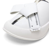 White Oversized Bow Platform Slide Sandals, Unisex Slip-On Open-Toe Chunky Sole Summer Mules