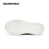 Women's Ash Gray Frayed Trim Platform Sneaker Mules with Smile Toe