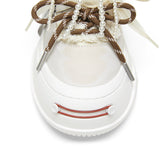 Women's Ash Gray Frayed Trim Platform Sneaker Mules with Smile Toe