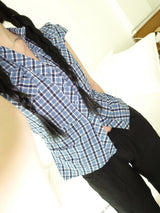 blue checkered shirt