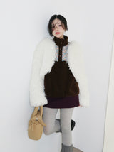 プラムショーツレイヤードミニスカート (Wool Material)