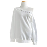 City Metal Eyelet One Off-Shoulder Brushed Sweatshirt