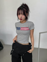 ミゴヴィンテージスター&ストライプクロップ半袖Tシャツ