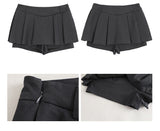 Charcoal Mini Pleats Pants Skirt