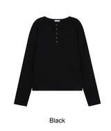 サードワッフルヘンリーネックフィンガーホールTシャツ
