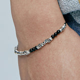 black & antique silver beads bracelet