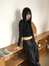 Bloomer draped slim crop hooded sweatshirt