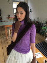 Winkle Three Quarter Sleeve Turtleneck T-shirt (2 Colors)
