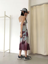 Reva Tie Dye Printed Shirring Strap Long Dress