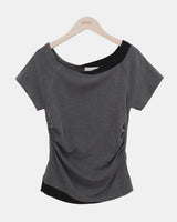 Elang Contrast Shirred T-Shirt
