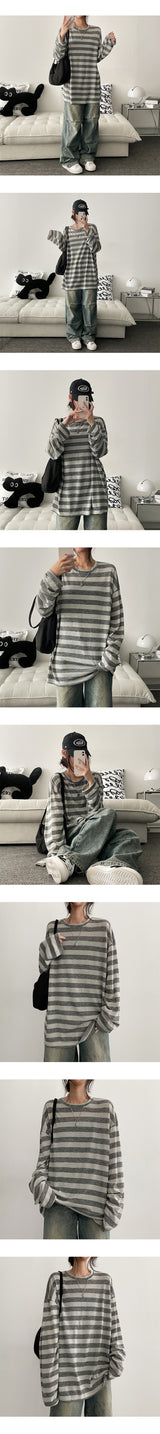 Bellaing Stripe Box Long Sleeve T-shirt