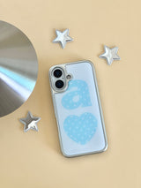 BLUE DOTTY LOVE WHITE Silver Epoxy Case