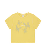 ピグメントバタフライゴスクロップTシャツ_イエロー