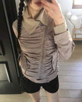 トーキンリブハイネックシャーリングダイアゴナルジッパージップアップ