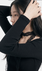 Sorin Lace Choker Knit Top