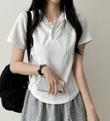Brie button food short sleeve tee