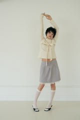 BOW MINI DOT LACE SKIRT (GREY)