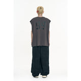 Raw-cut box sleeveless - Charcoal
