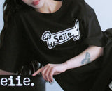 ドッグロゴアップリケオーバーフィットTシャツ ブラック