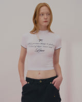 ラブレースクロップTシャツ-WHITE