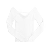 Ribbed Backless V-Neck Knit