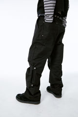 SIDE SNAP BACK LOGO PANTS (BLACK)